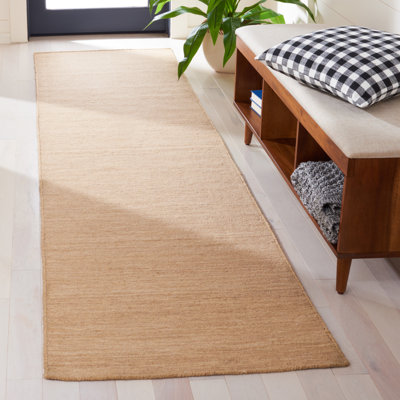 Tapis beige en laine / coton tissé à la main Brandal