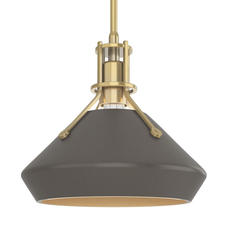 Henry with Chamfer Pendant, Dark Smoke, Modern Brass