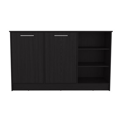 Ginger Kitchen Island, Three Open Shelves, Two Cabinets