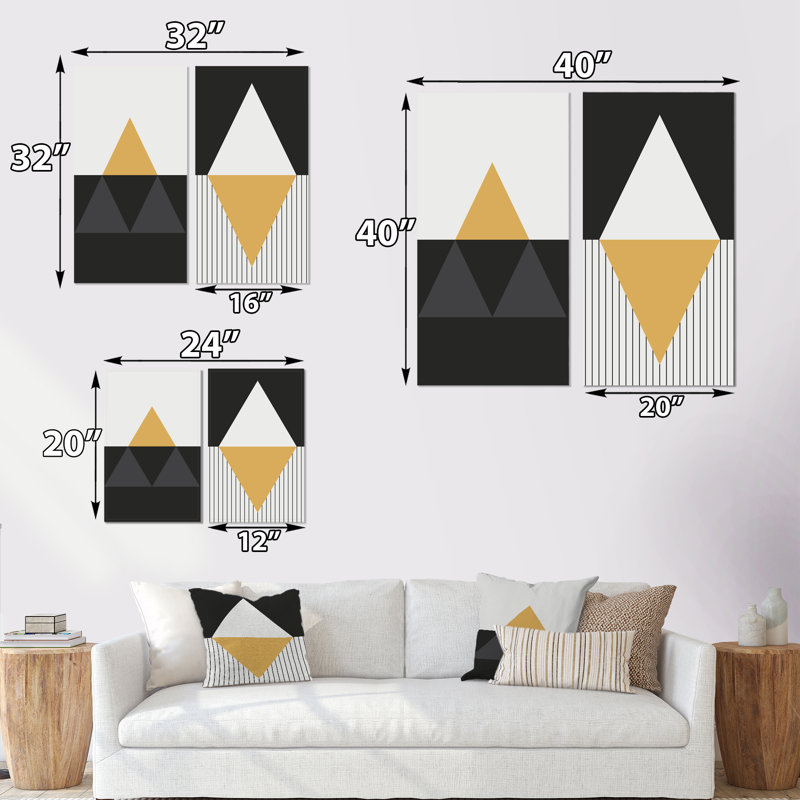 Minimalistic Abstract Designs in Retro Colors IV - Ensemble de 2 peintures, Toile tendue, H 20 po x l 24 po x P 1 po