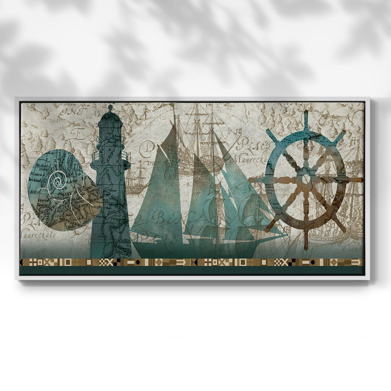 Belle mer - Toile tendue avec châssis encadré - Prêt à être accroché, H 21 po x l 41 po, Blanc