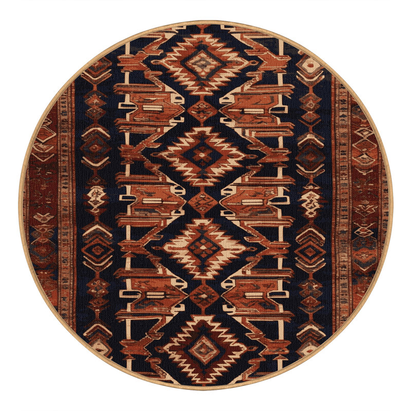 Machine Washable Persian Brown Area Rug, Round 5'