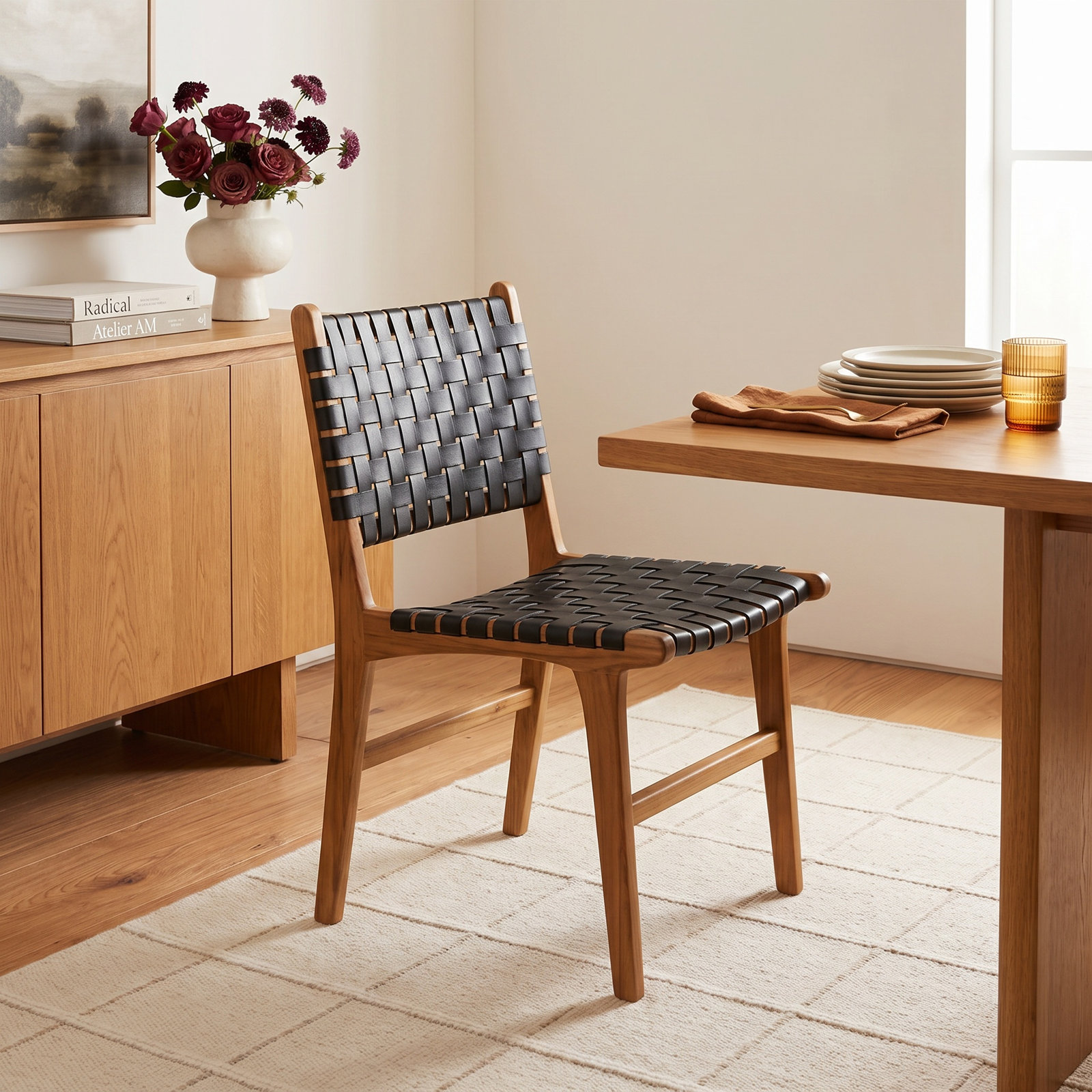 Markus Teak Dining Chair, Black/Brown