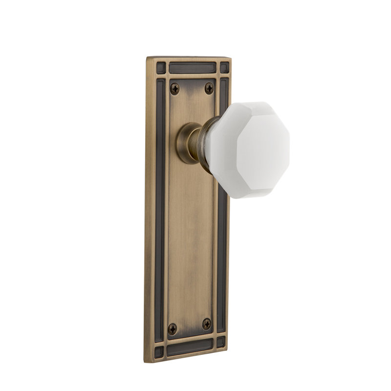 Mission Plate with Waldorf White Milk Knob, Antique Brass