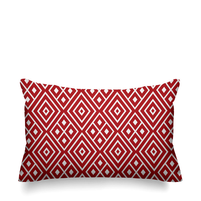 Nina Geometric Outdoor Reversible Throw Pillow, Red