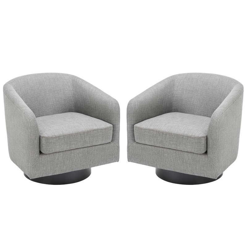 Bennett 73.1Cm Wide Swivel Barrel Chair, Light Grey Polyester Blend