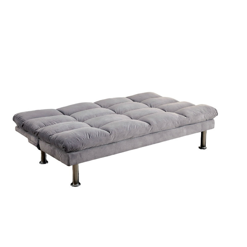 Contemporary Style Gray Microfiber Futon With Legs And Extra Support, Converts To Bed For Sewing, 67"L X 28"W 31"H In Finish Lazy Sundays,