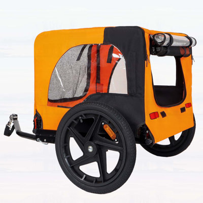 Outdoor Heavy Duty Collapsible Pet Bike Trailer with 16-Inch All-Terrain Wheels and Universal Hitch for Small to Medium Pets