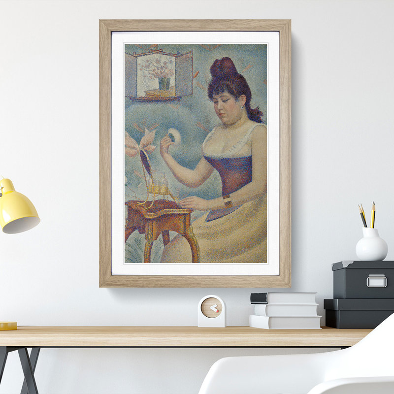 Woman Powdering Herself by Georges Seurat - Picture Frame Painting, 65cm H x 48cm W x 2cm D, Oak Framed