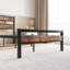 Lit simple avec support à lattes en métal - Tête de lit en bois rétro rustique, sans sommier, assemblage efficace, assemblage facile, repos de nuit confortable-387591680