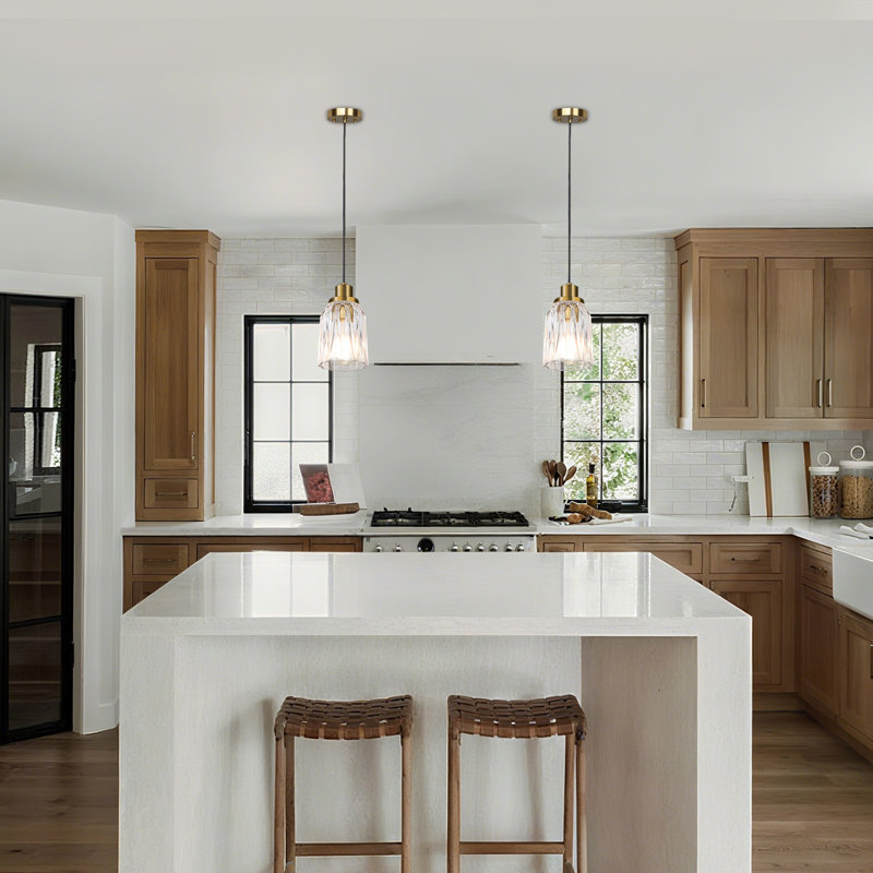 1-Light Glass Modern Pendant Light(Set Of 2), Rose Gold