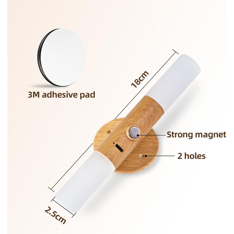 7.1'' Dimmable Wall Mount Picture Light with Remote, Wood