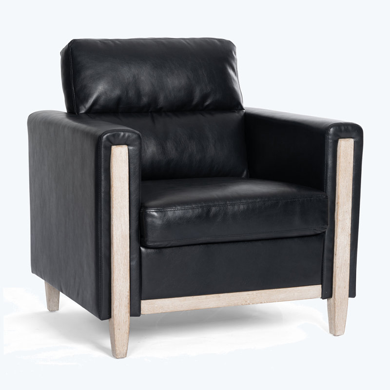Chaise d'appoint rembourrée Rashieka, Similicuir noir