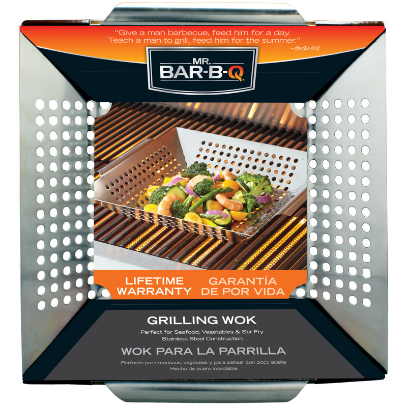 Stainless Steel Grill Basket with Handles for Vegetables and Seafood