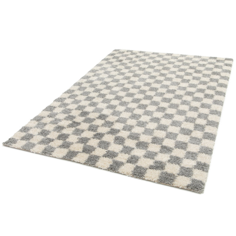 Renotta Chequered Shag Area Rug, Rectangle 120 x 170 cm