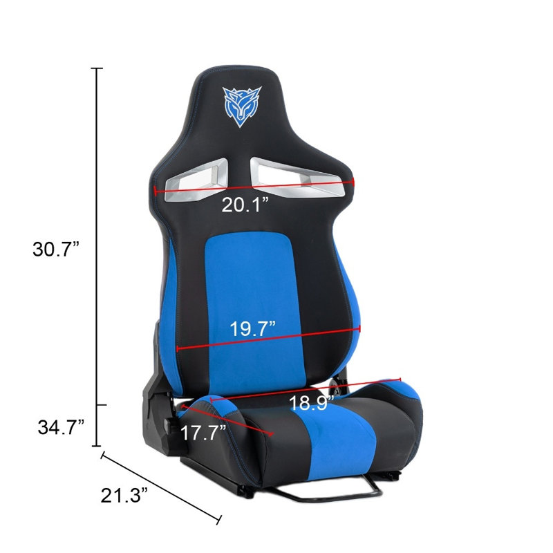 Universal Racing Simulator Seat - Reclinable Bucket Style with Adjustable Lock Slide, PVC/PU Leather, Black/Blue