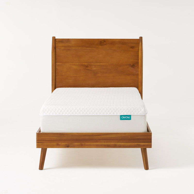 Lit plateforme en bois massif Cohron, Naturel, Lit simple