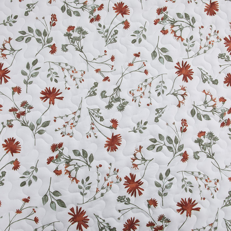 Floral Botanical Quilt Set, Queen Quilt + 2 Standard Shams