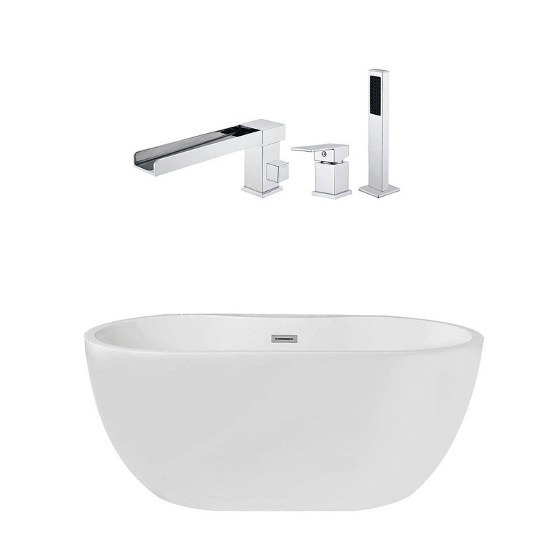 Baignoire autoportante en porcelaine 61 "x 29", Chrome