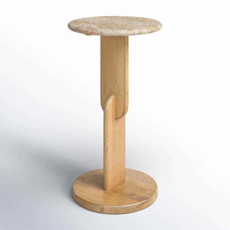 Kielle End Table, Oak, Travertine