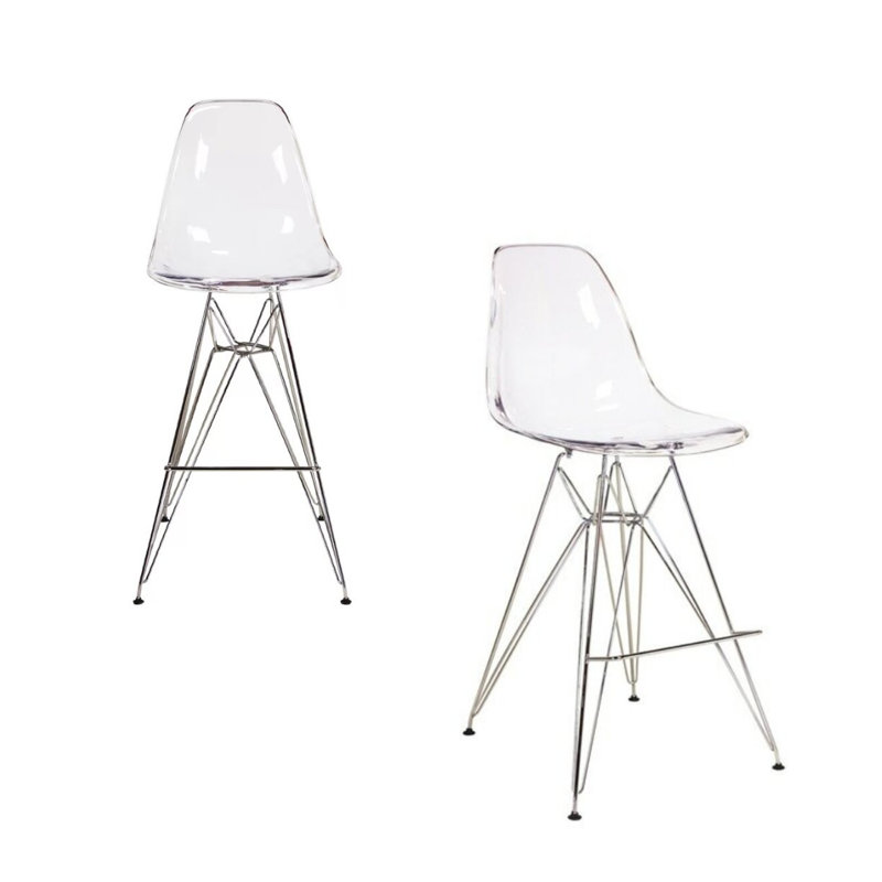 Tabouret de bar 29,5 po Chilmark, Transparent, Chrome