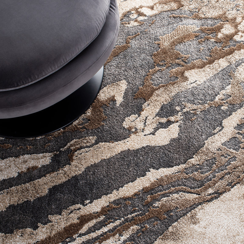 Tapis gris foncé / beige Afrah, Tapis de couloir 2 pi 2 po x 11 pi