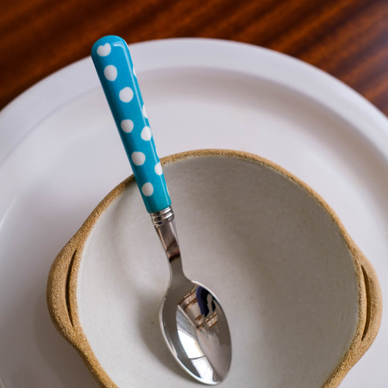 Sabre Paris - 24 Pieces Cutlery Set White Dots, Light Blue