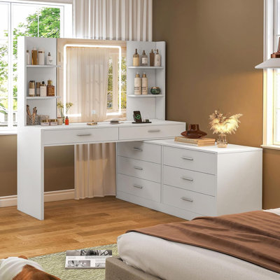 Large Makeup Vanity with LED Light for Valentine's Day gift