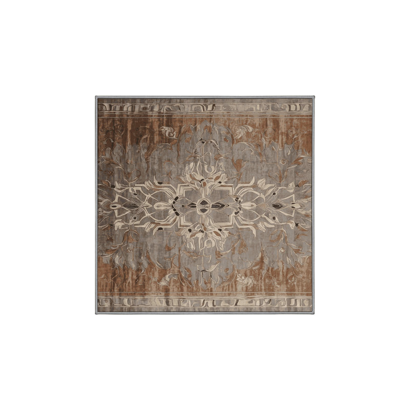 Tapis gris lavable à la machine, Carré 4 pi