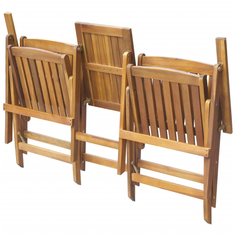 Banc de jardin pliant en bois d'acacia brun moyen pliable