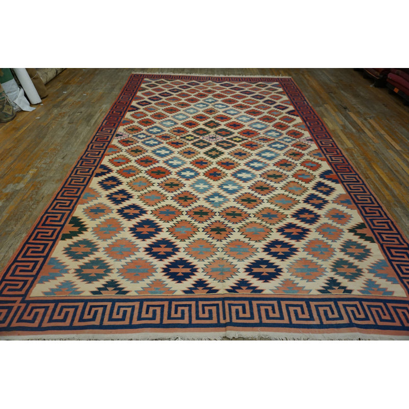 Tapis en coton terre Dhurrie Kilim