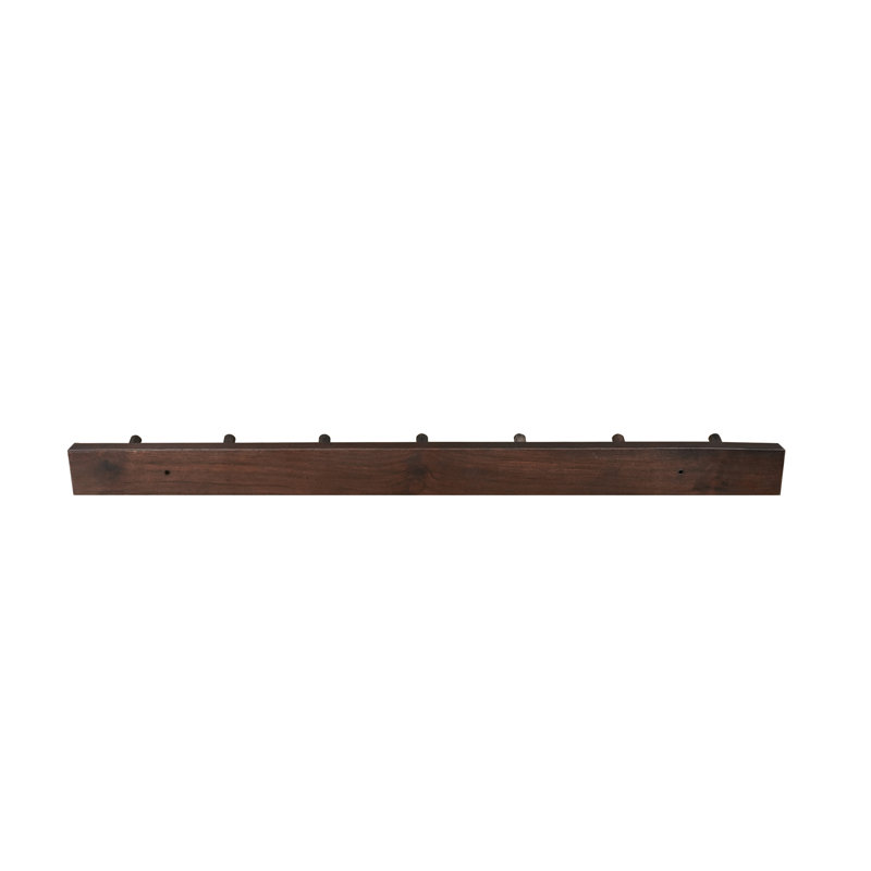 Wall Mounted Coat Rack, 2" H x 23.5" W x 0.75" D, Dark Walnut