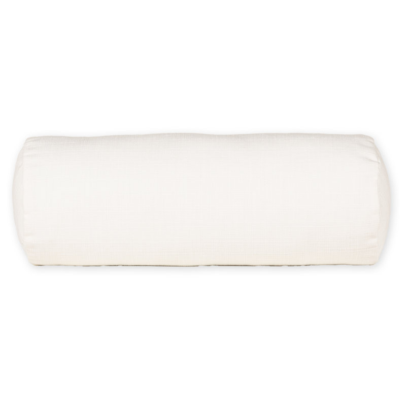 Coussin décoratif en faux lin Indy, Blanc, Traversin H 8 po x l 21 po, Polyester