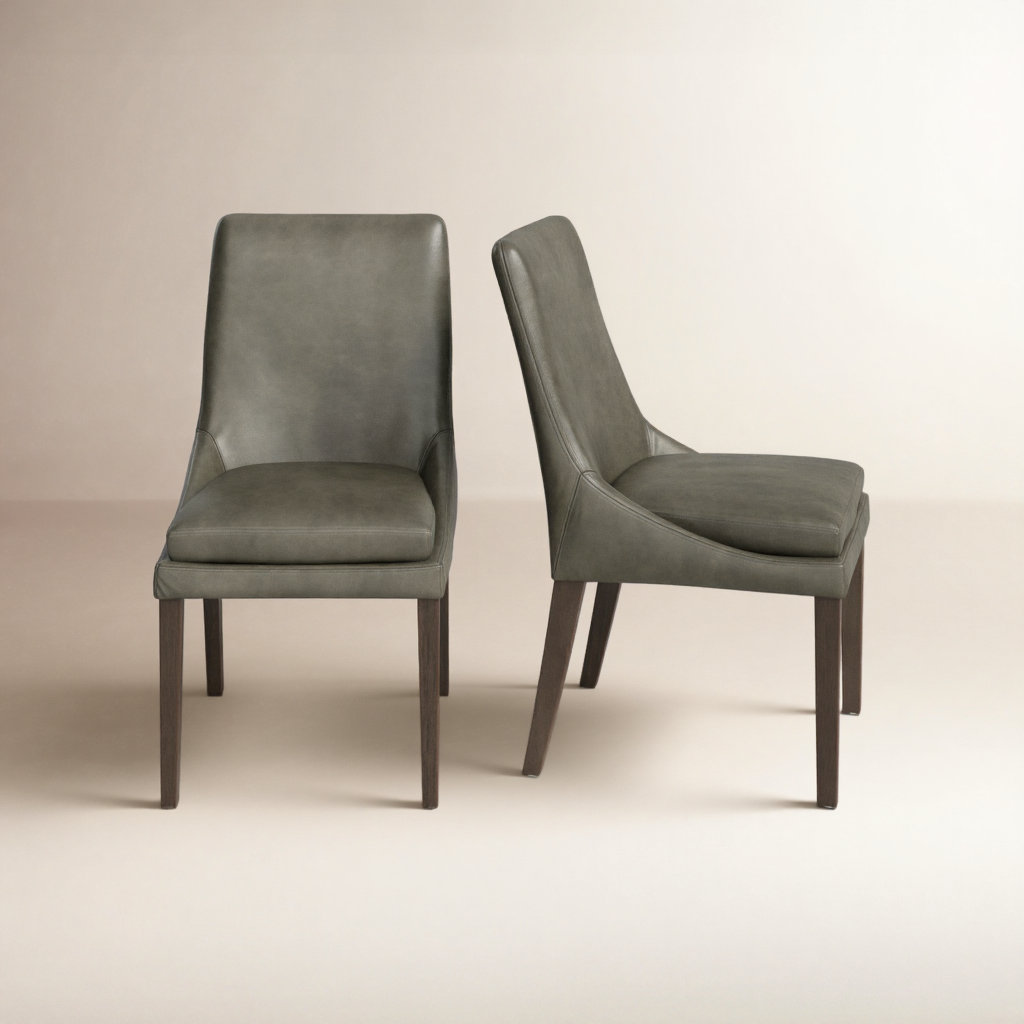 Niara Genuine Leather Parsons Dining Chair, Copley Slate Faux Leather