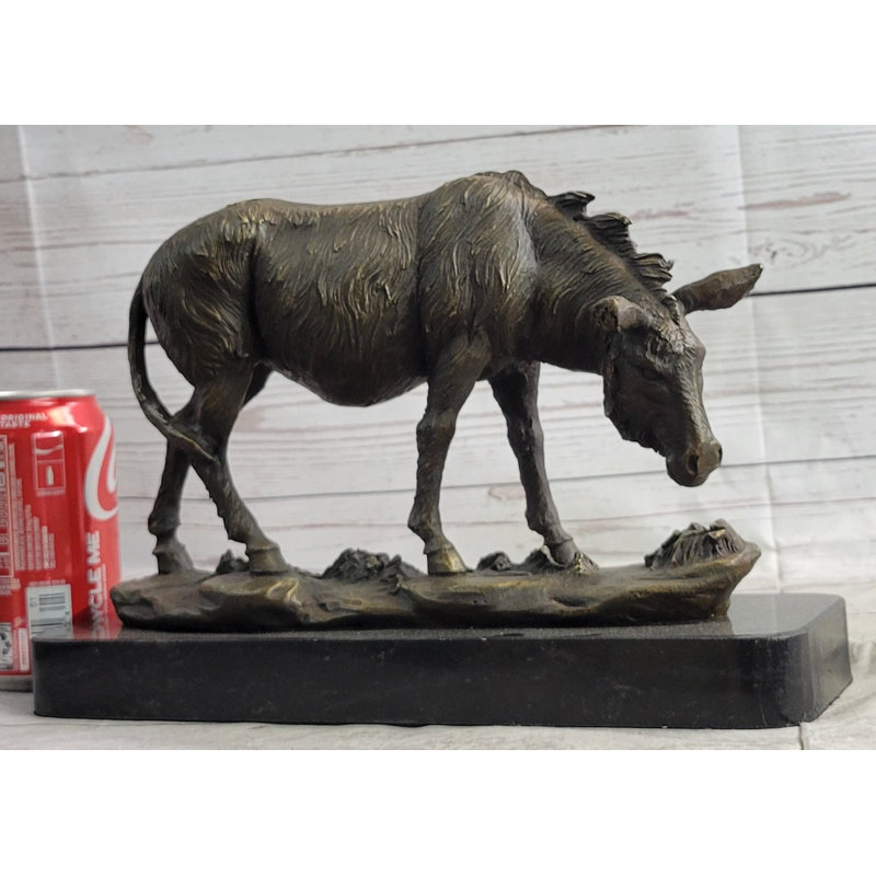 Donkey Mule Bronze Statue Sculpture Handmade Art Figure by Barye on Marble Base