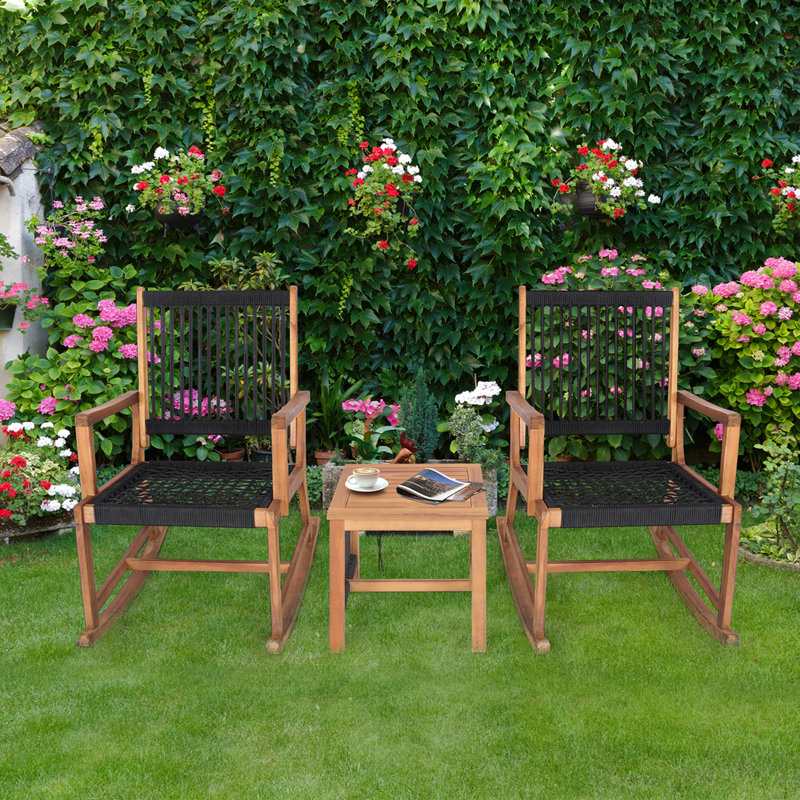 Aretia Acacia Wood 2 - Person Patio Conversation Set