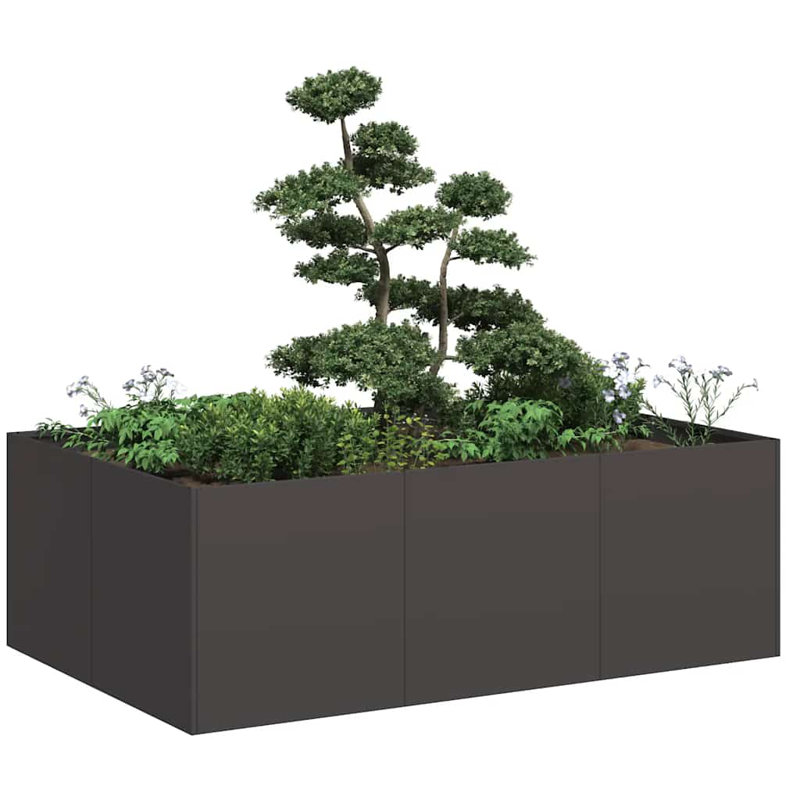 vidaXL Planter Black Cold-rolled steel Large Planter Rectangular, 15.7" H x 47.2" W x 31.5" D, Black