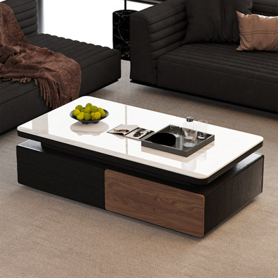 Table basse moderne avec rangement en pierre micro-cristalline