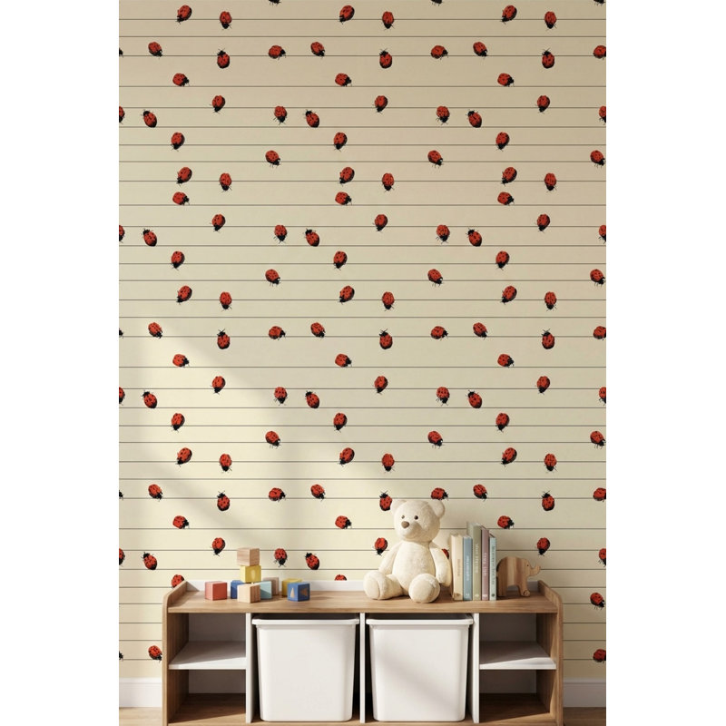 Rouleau de papier peint mural moderne coccinelle, Texturé non collé