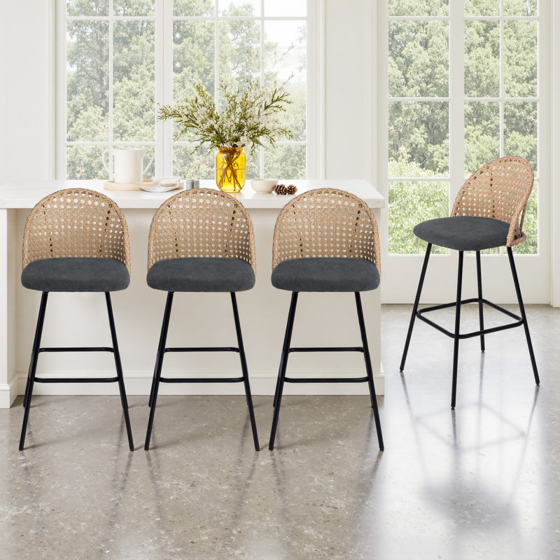 Tabouret de bar et de comptoir rembourré, Noir