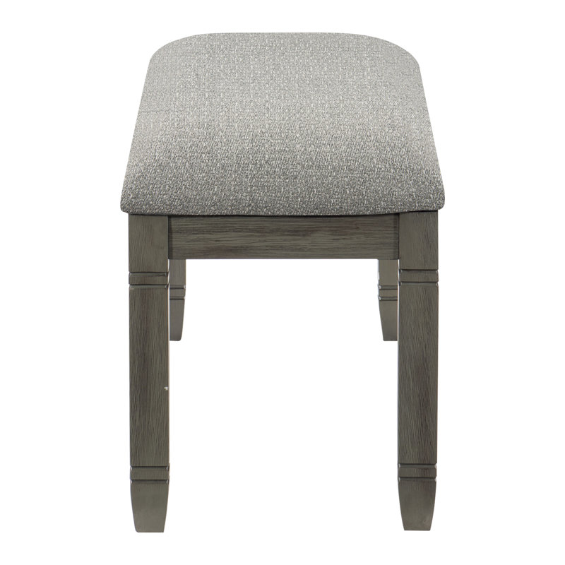 Antique Gray Wood Dining Bench With Neutral Gray Fabric Seat (1-Piece) | Gift Idea, Antique Gray