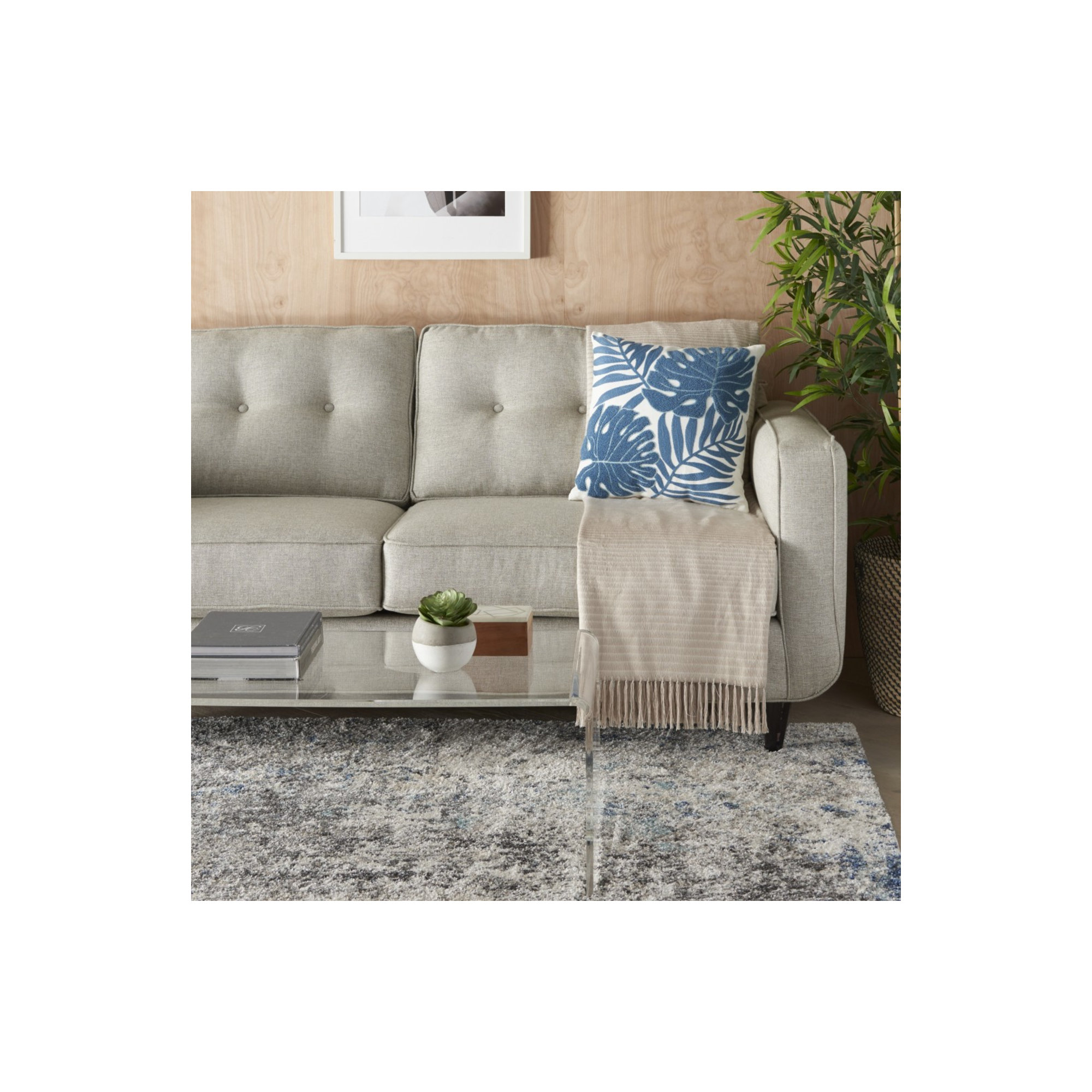 Elsa Appliqued Throw Pillow, Blue