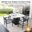 Ensemble repas carré blanc en aluminium 5 pièces avec coussins Sunbrella et 4 fauteuils