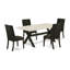 L'ensemble de salle à manger 6 pièces comprend une table de salle à manger rectangulaire avec pieds en X et 4 chaises Parson en tissu noir avec banc, noir brossé-372657616-372657623
