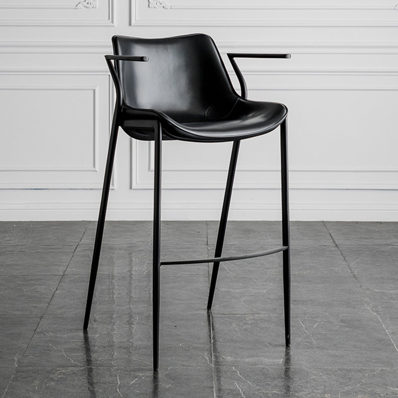 Modern And Simple Saddle Leather Backrest Bar Stools