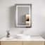 Armoire de salle de bain à miroir pour salle de bain 26X20 - Trait de brouillard imperméable 3000K ~ 6000K Modifie le mode de contrôle tactile Porte simple à intensité variable Options de montage à gauche pour choisir la pharmacie en pouces avec brouillard, combinant 3000K 6000K