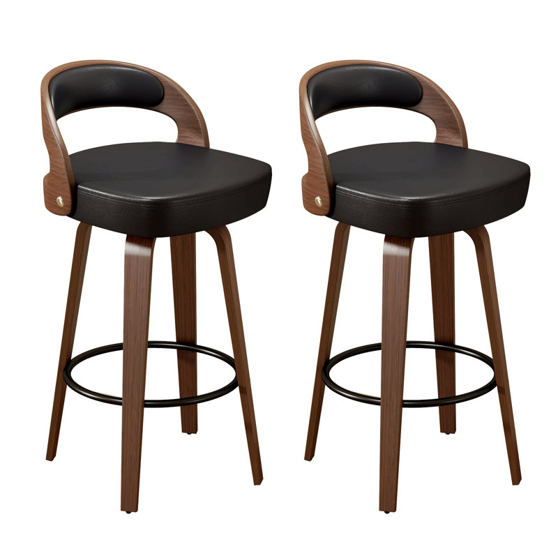 Ensemble de 2 tabourets de bar pivotants de 26,8 po à hauteur de comptoir pour îlot de cuisine, tabourets de bar noirs revêtus de similicuir