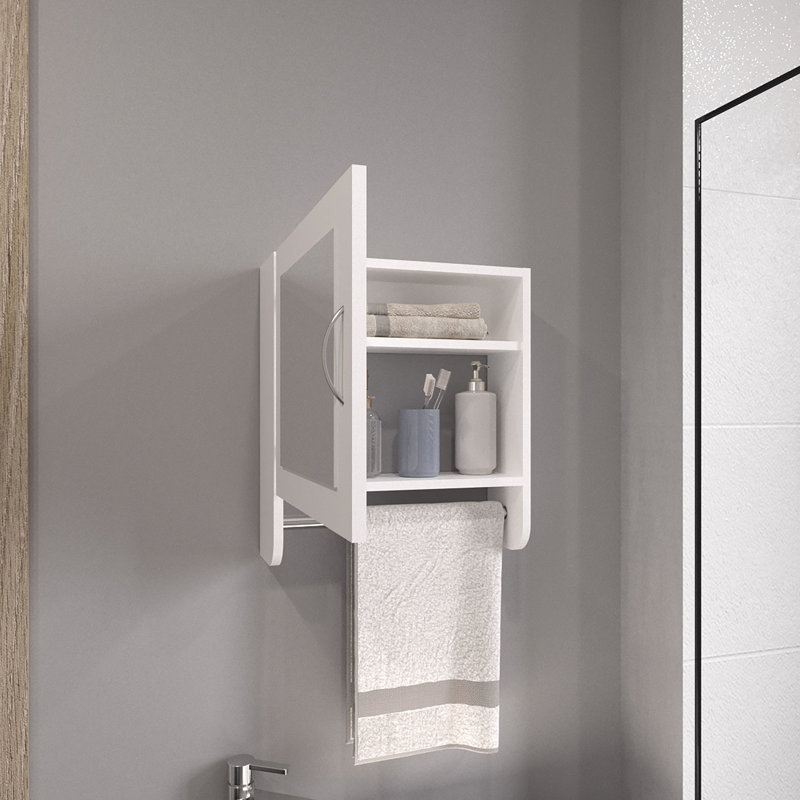 Armoire à pharmacie à miroir avec porte-serviettes 19,7 po x 17,7 po, deux tablettes pour la salle de bain et la cuisine, utilisation intelligente de l'espace H 19,7 po x l 17,7 po, économiseur intérieur et contemporain
