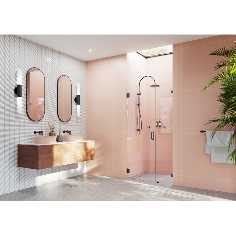Illume 43.25 in. x 78 in. Fully Frameless Wall Hinge Shower Door, Matte Black