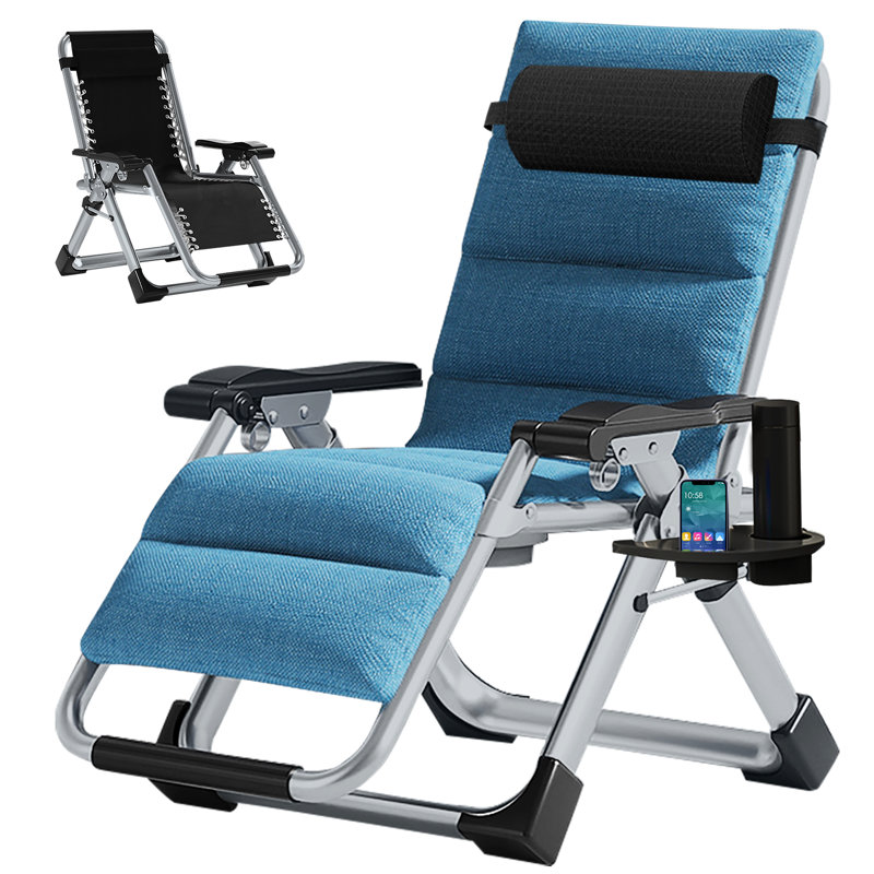 Daisie-Mae Reclining Zero Gravity Chair with Cushion, Blue/Grey